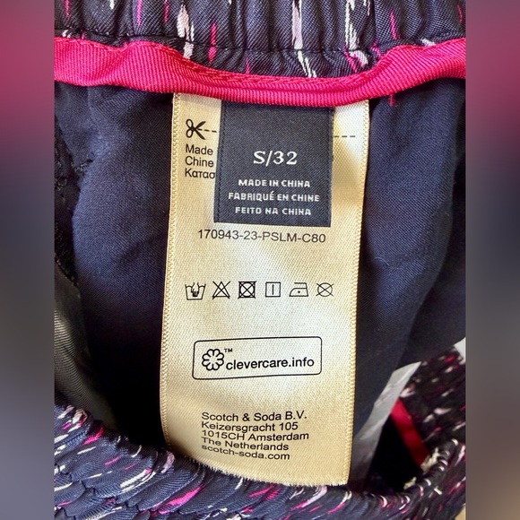 Scotch & Soda “Gia” Wide-Leg Trousers Abstract Print Black Pink Size S/32 LNC - Picture 9 of 9